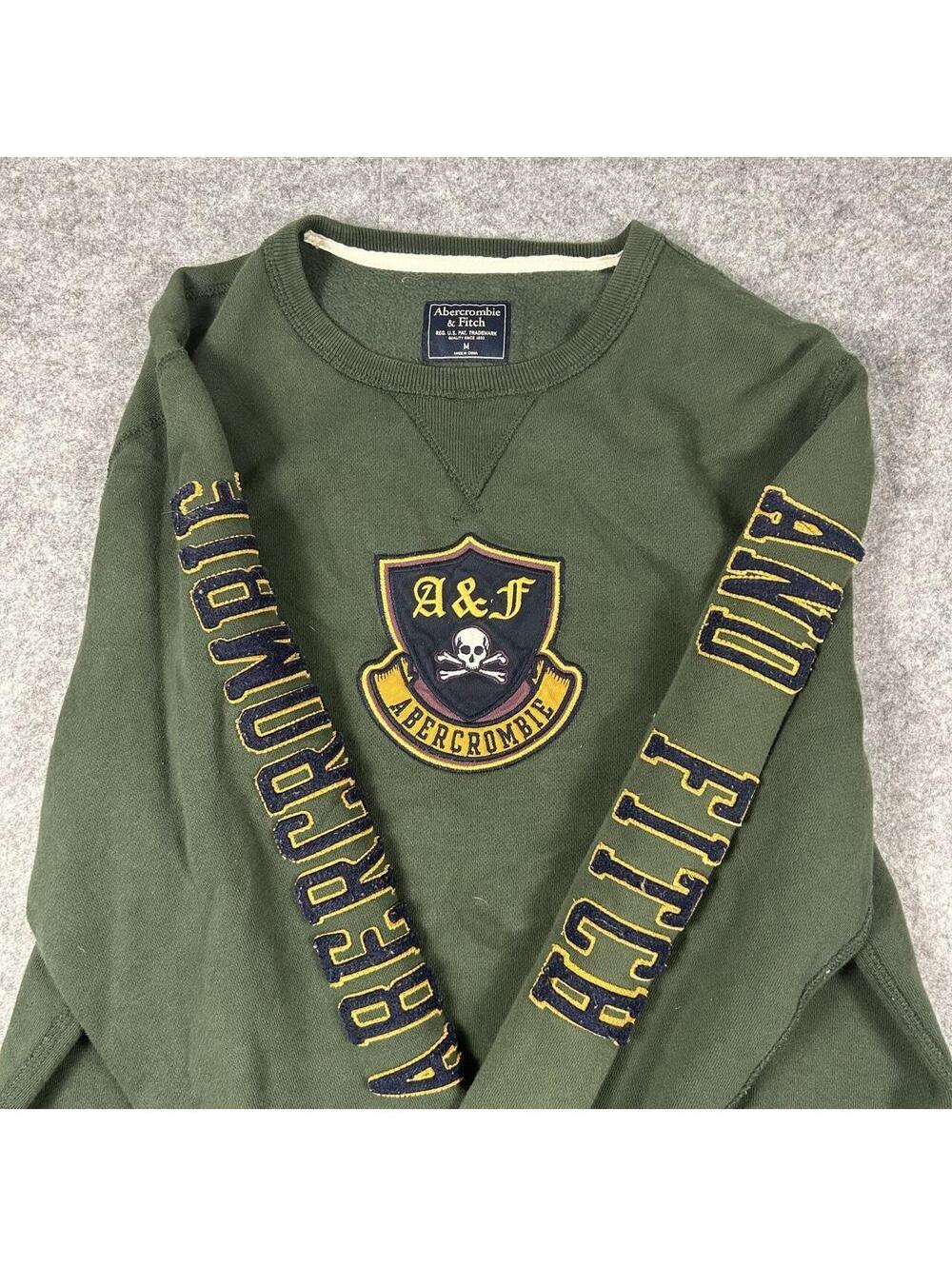 Vintage Abercrombie And Fitch Skull Patch Embroidered Y2K Crewneck Sweatshirt M